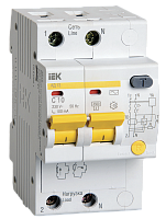 Выключатель автоматический дифференциальный АД-12 2п 10А 100мА С | код MAD10-2-010-C-100 | IEK
